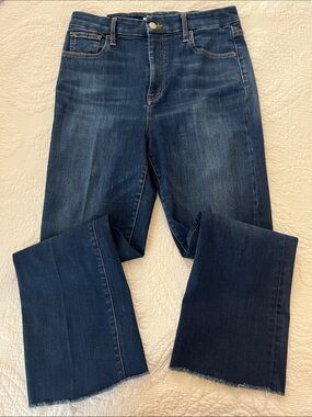 Frank & Eileen Killian Crop Flare Jeans Size 30 Dark Wash Raw Hem NWOT